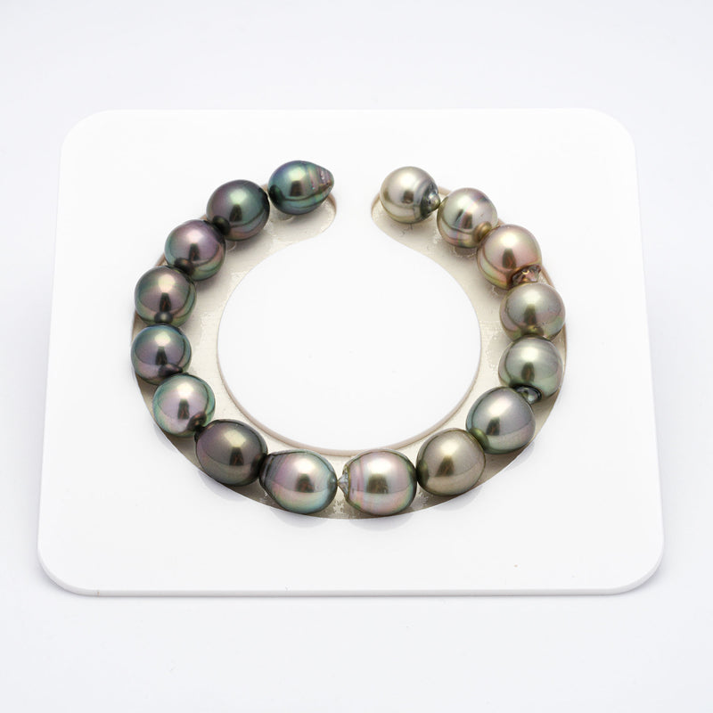 16pcs Green Mix 9-10mm - SB AAA Quality Tahitian Pearl Bracelet BR945