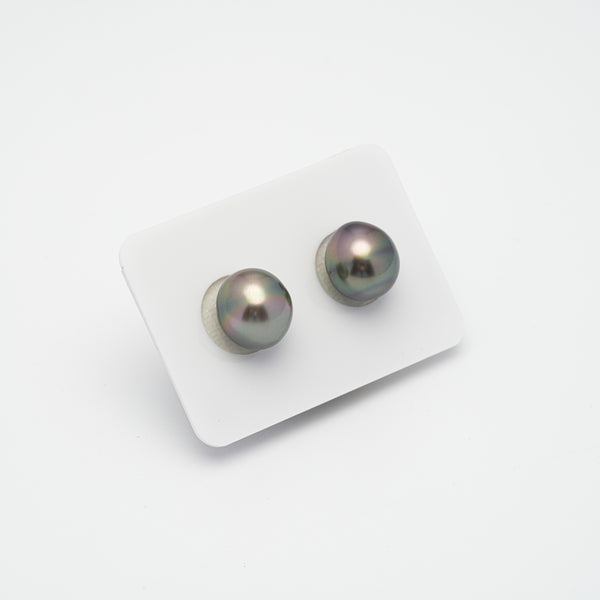 2pcs Green 11mm - SB AAA/AA Quality Tahitian Pearl Pair ER1231 A86