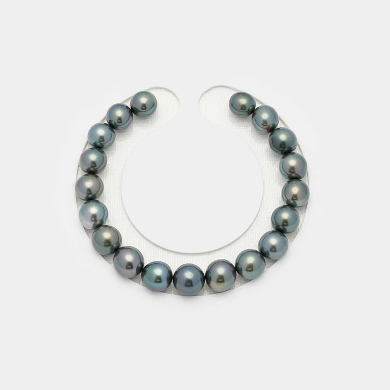 19pcs Blue Green 8-9mm - NR AAA/AA Quality Tahitian Pearl Bracelet BR1701 A89
