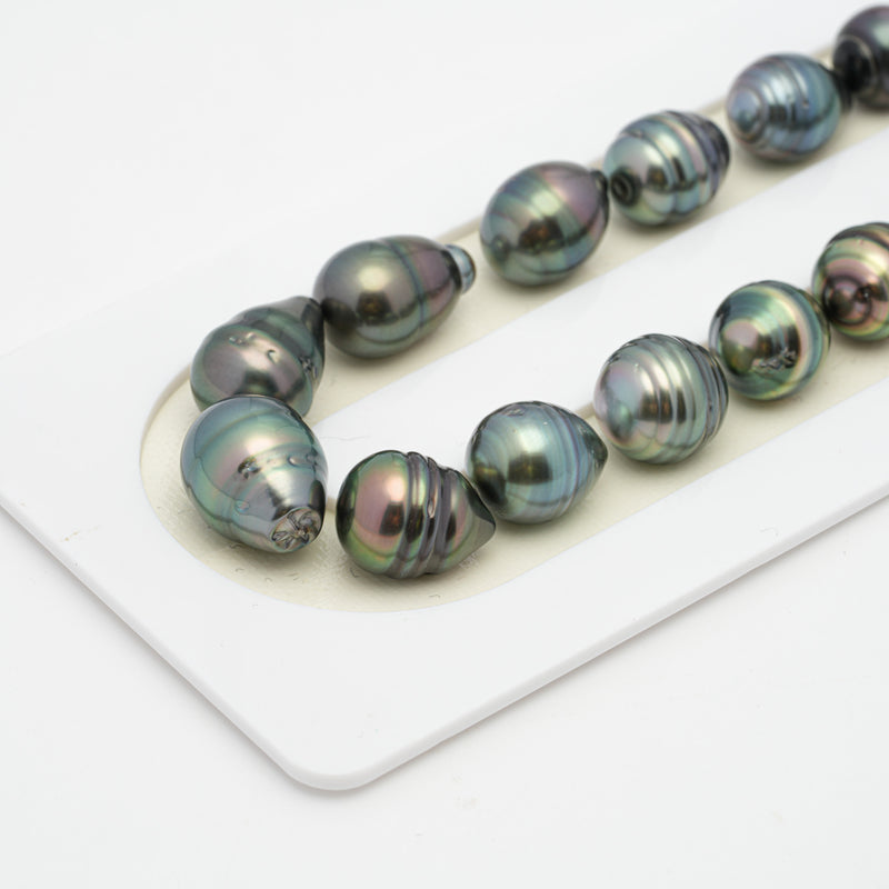 34pcs Green 9-12mm - CL AAA/AA Quality Tahitian Pearl Necklace NL1231