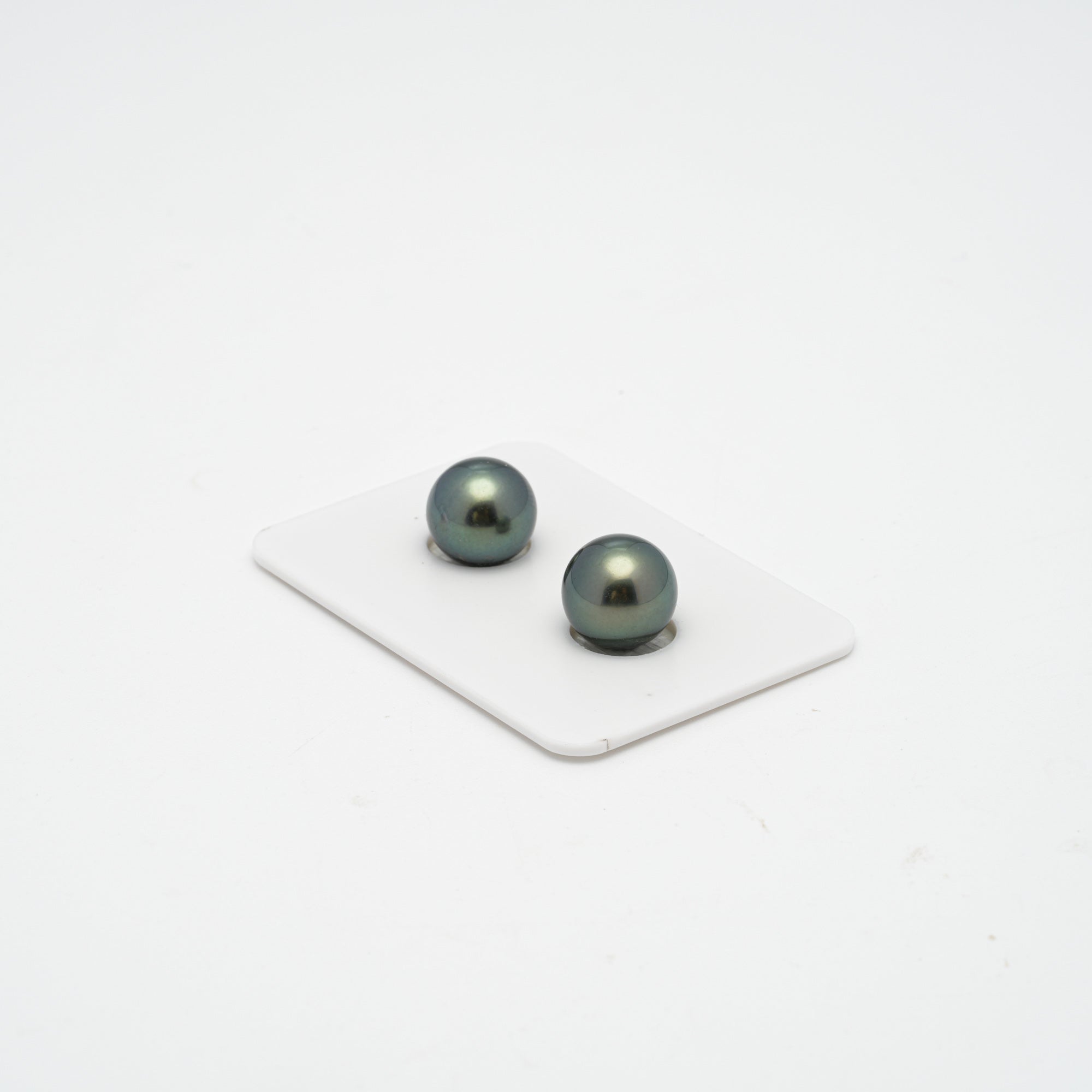 2pcs Green 10-10.2mm - SR AAA/AA Quality Tahitian Pearl Pair ER1330 A87