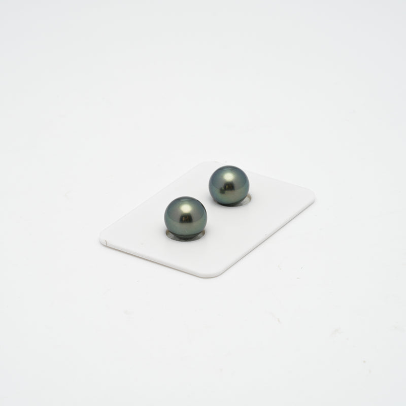 2pcs Green 10-10.2mm - SR AAA/AA Quality Tahitian Pearl Pair ER1330 A87