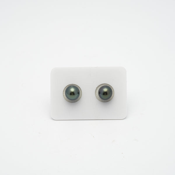 2pcs Green 9.5-9.9mm - NR AAA/AA Quality Tahitian Pearl Pair ER1327 A89