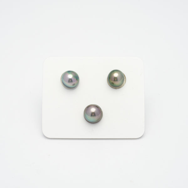 3pcs Green 9.5-10.1mm - NR AAA/AA Quality Tahitian Pearl Trio Set ER1295