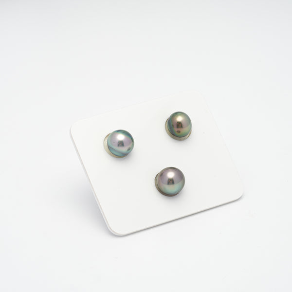 3pcs Green 9.5-10.1mm - NR AAA/AA Quality Tahitian Pearl Trio Set ER1295