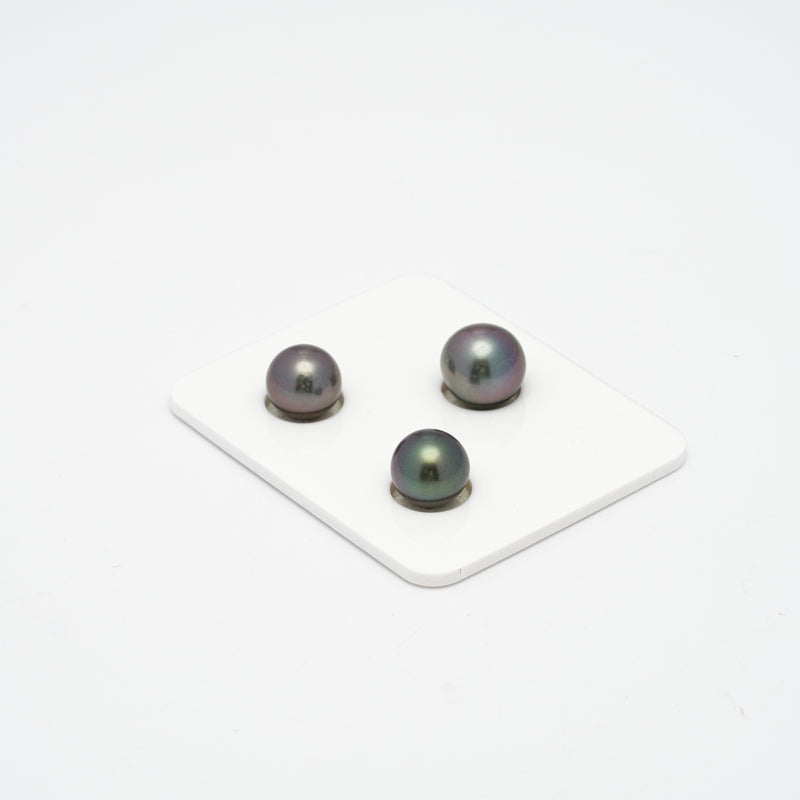 3pcs Cherry Green 9.8-11.1mm - RSR AAA/AA Quality Tahitian Pearl Trio Set ER1299