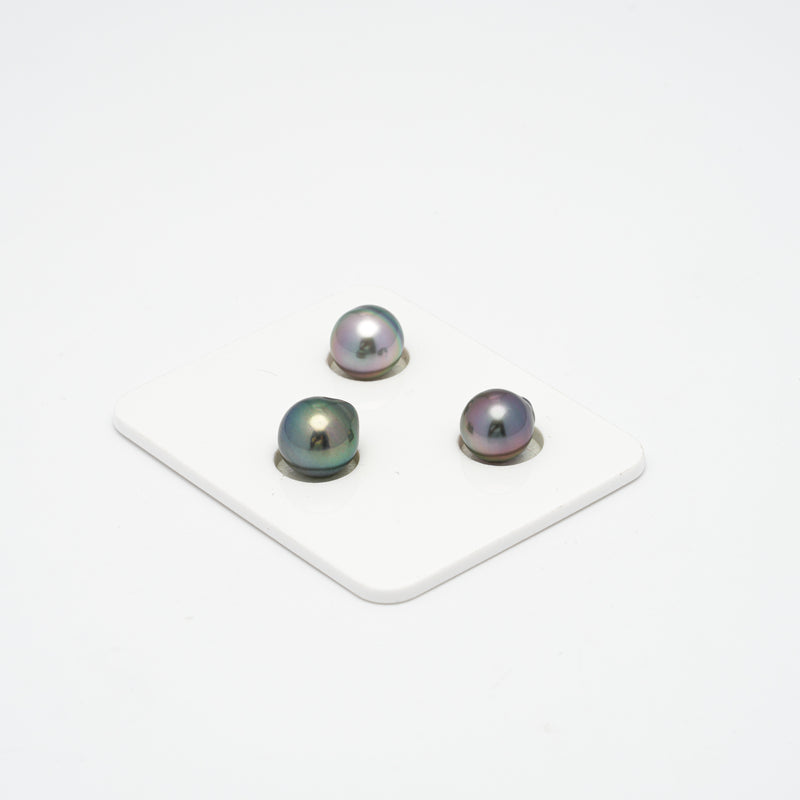 3pcs Multicolor 9-9.9mm - SB AAA/AA Quality Tahitian Pearl Trio Set ER1303