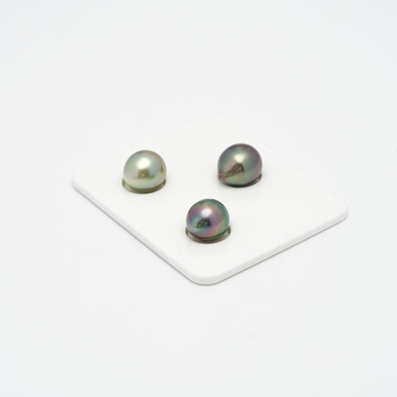 3pcs Peacock Mix 9.7-10.3mm - SB/DR AAA Quality Tahitian Pearl Trio Set ER1306
