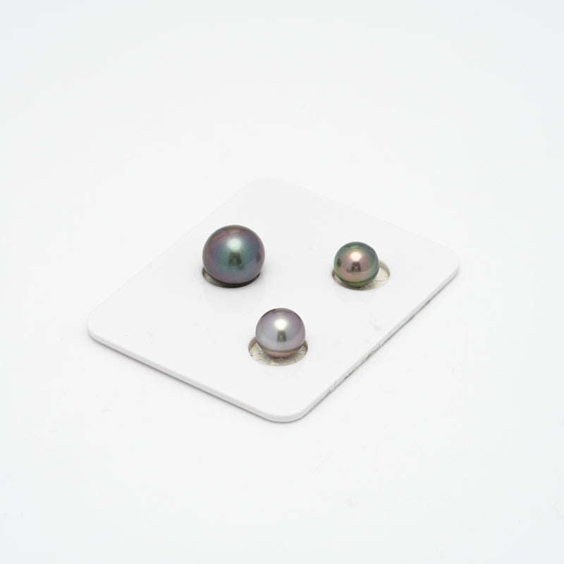 3pcs Multicolor 7.9-9.9mm - NR AAA/AA Quality Tahitian Pearl Trio Set ER1307