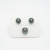 3pcs Green 9.3-10.9mm - NR AAA Quality Tahitian Pearl Trio Set ER1323 A89