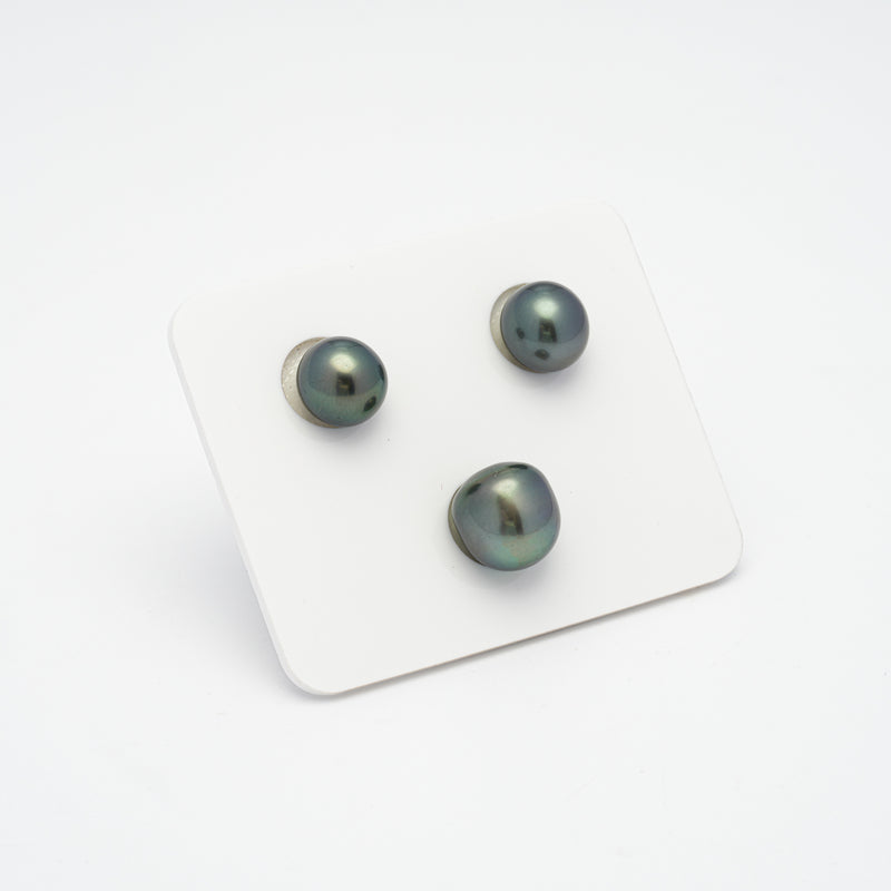 3pcs Green 9.3-10.9mm - NR AAA Quality Tahitian Pearl Trio Set ER1323 A89