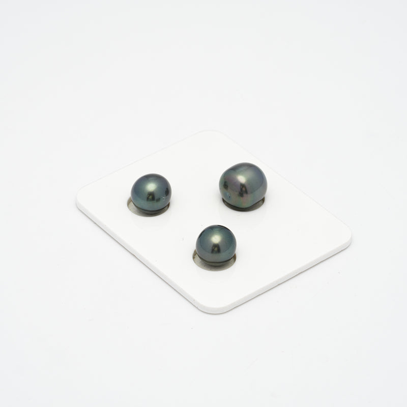 3pcs Green 9.3-10.9mm - NR AAA Quality Tahitian Pearl Trio Set ER1323 A89