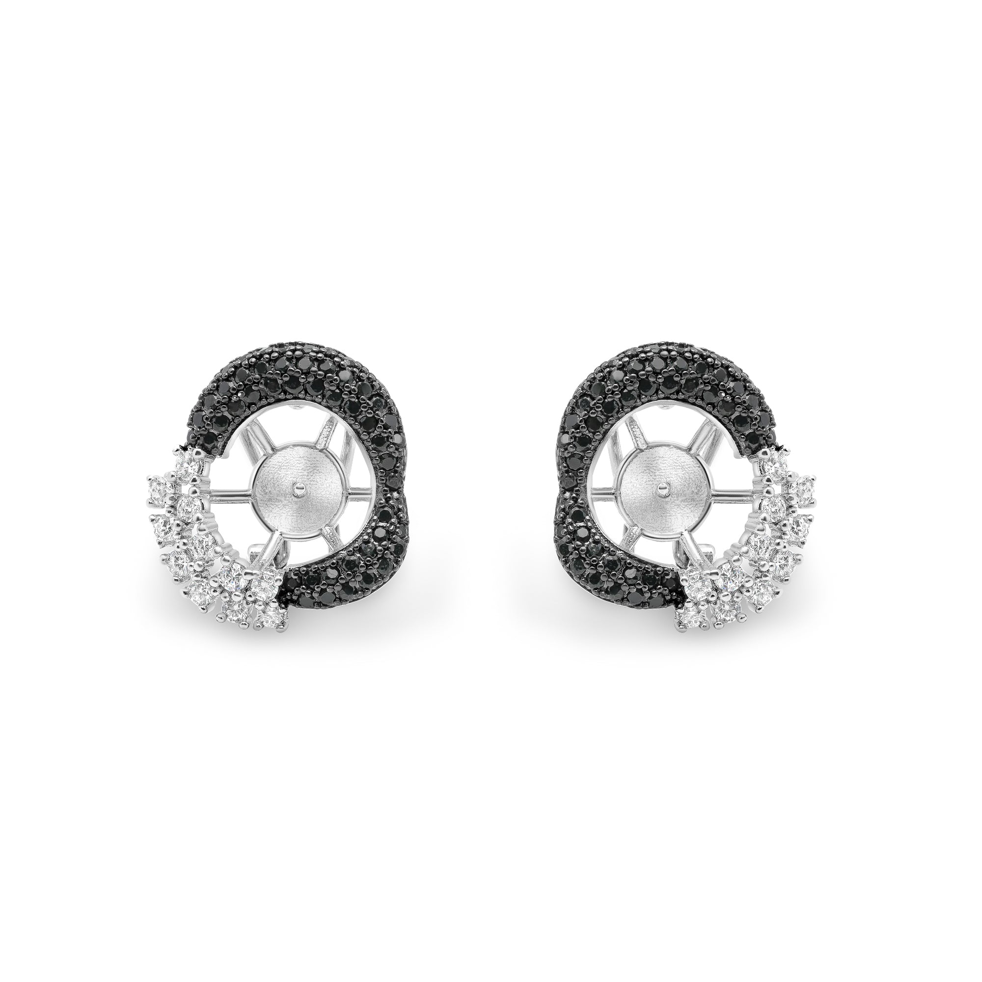 Stud Earring Bails 925 Silver for Pearl SC176