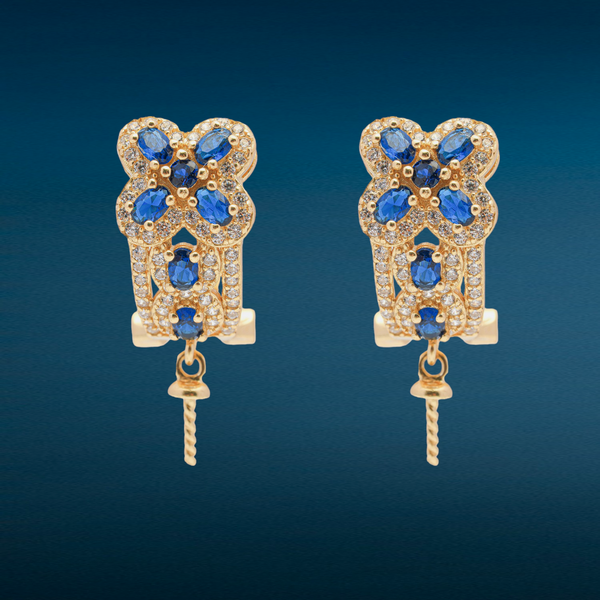 925 Silver RH Earrings Blue Dangling SC215
