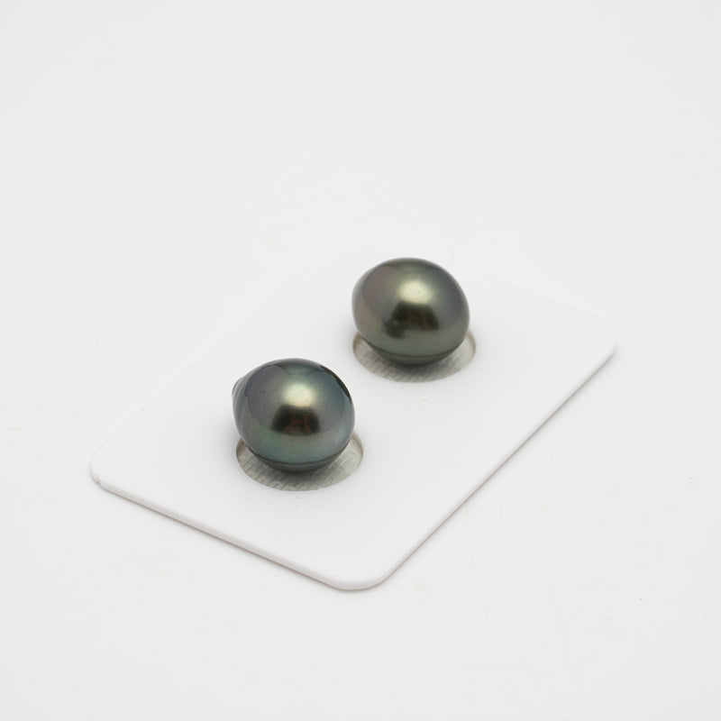 2pcs Green 10.9-11.2mm - SB AAA/AA Quality Tahitian Pearl Pair ER1338 CMP1