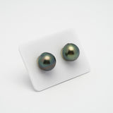 2pcs Green 12.5mm - SB AAA/AA Quality Tahitian Pearl Pair ER1341 CMP1