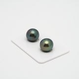 2pcs Green 12.5mm - SB AAA/AA Quality Tahitian Pearl Pair ER1341 CMP1