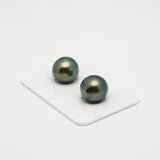 2pcs Green 12.5mm - SB AAA/AA Quality Tahitian Pearl Pair ER1341 CMP1