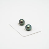 2pcs Green 9.7-10mm - SB AAA/AA Quality Tahitian Pearl Pair ER1344 CMP1