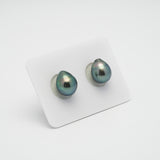 2pcs Green Blue 9.6-9.9mm - SB AAA Quality Tahitian Pearl Pair ER1355 CMP1