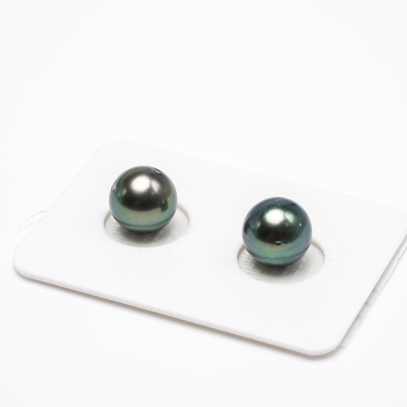 2pcs Peacock 9.7-9.8mm - RSR AA/A Quality Tahitian Pearl Pair ER1116