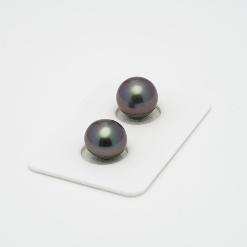 2pcs Purple 11.4-11.5mm - SB AAA/AA Quality Tahitian Pearl Pair ER1364 BRT