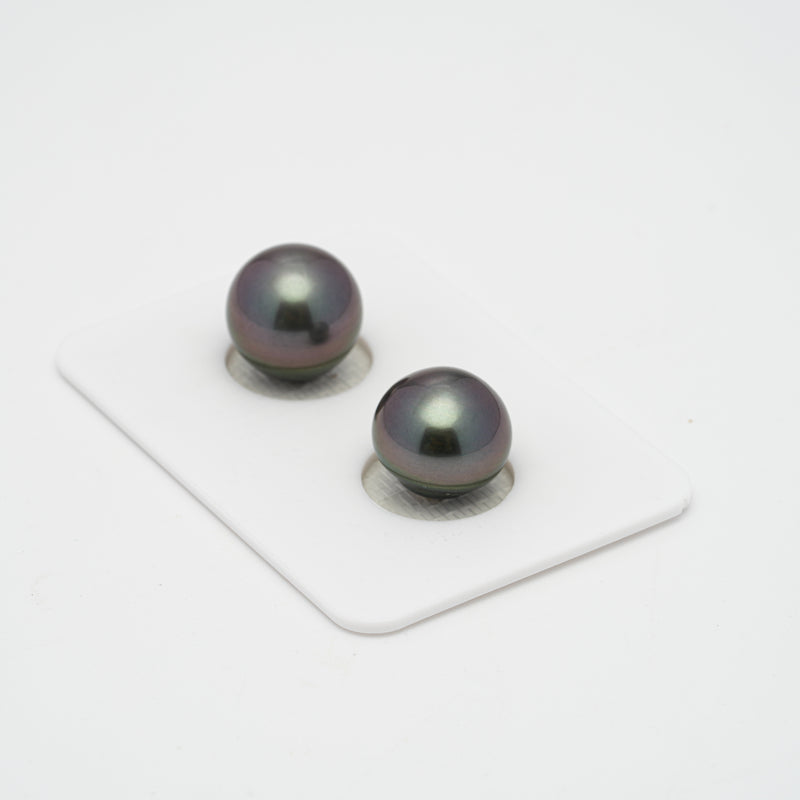 2pcs Purple 11.4-11.5mm - SB AAA/AA Quality Tahitian Pearl Pair ER1364 BRT