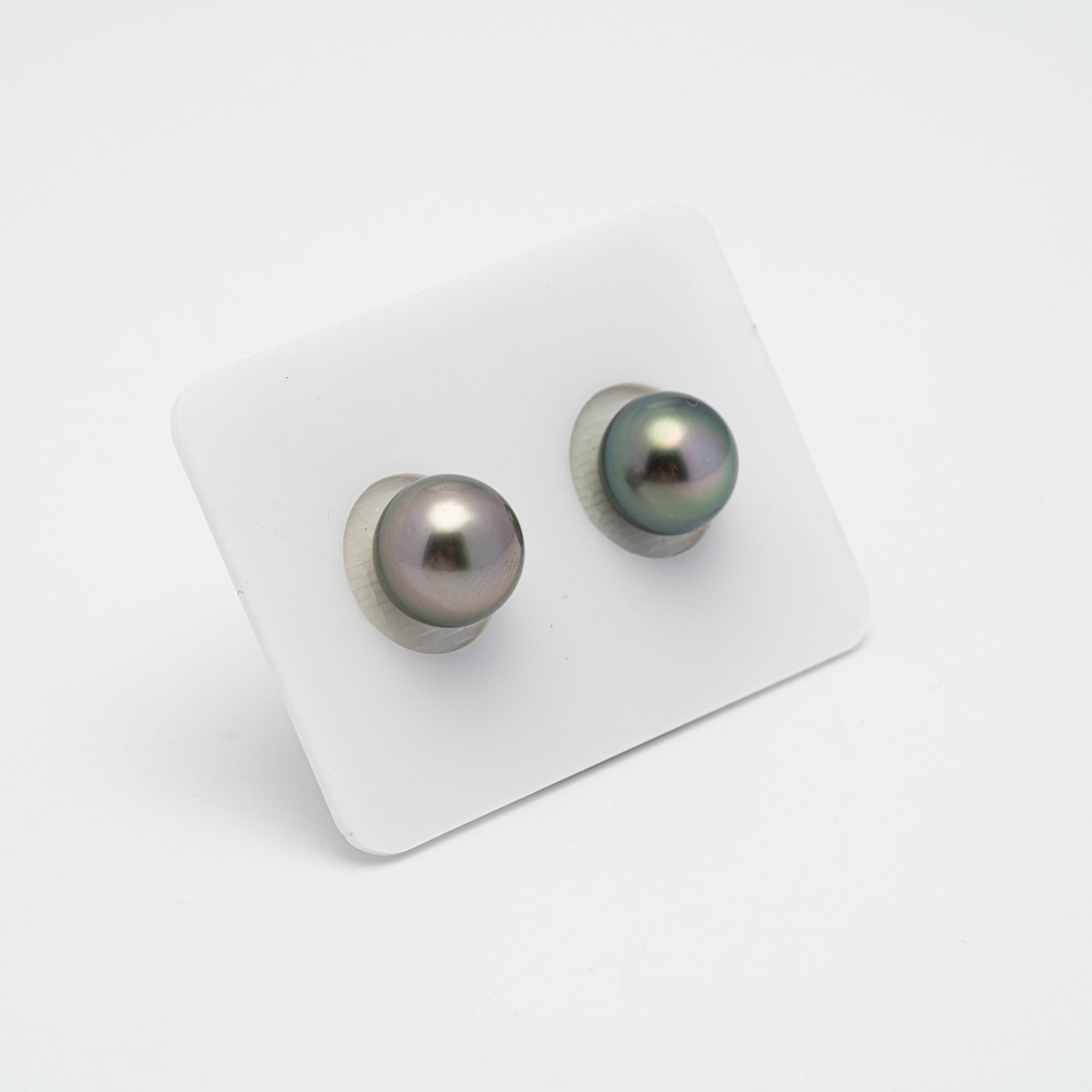 2pcs Silver Mix 10.1mm - SR/NR AAA Quality Tahitian Pearl Pair ER1369 OR11