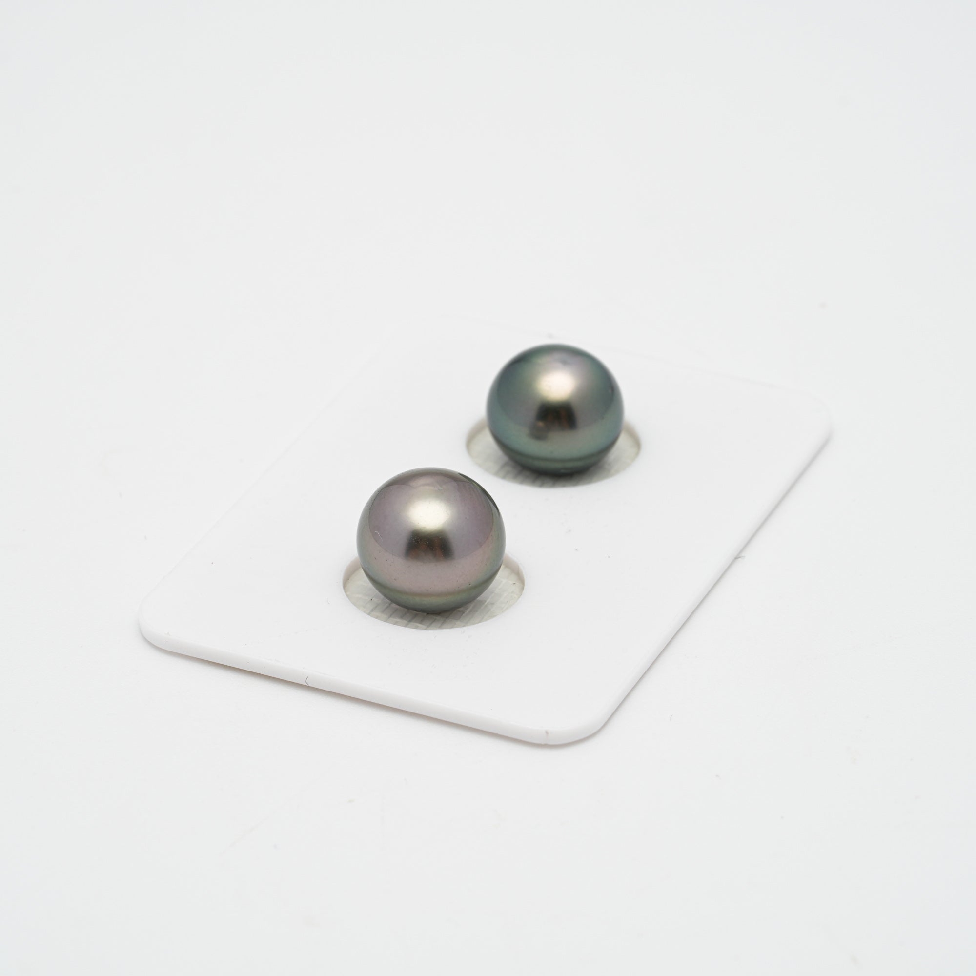 2pcs Silver Mix 10.1mm - SR/NR AAA Quality Tahitian Pearl Pair ER1369 OR11