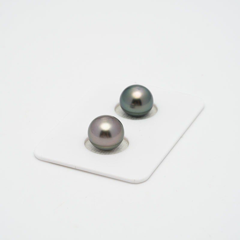 2pcs Multicolor 9.9-10.2mm - BT AAA/AA Quality Tahitian Pearl Pair ER1369 BRT