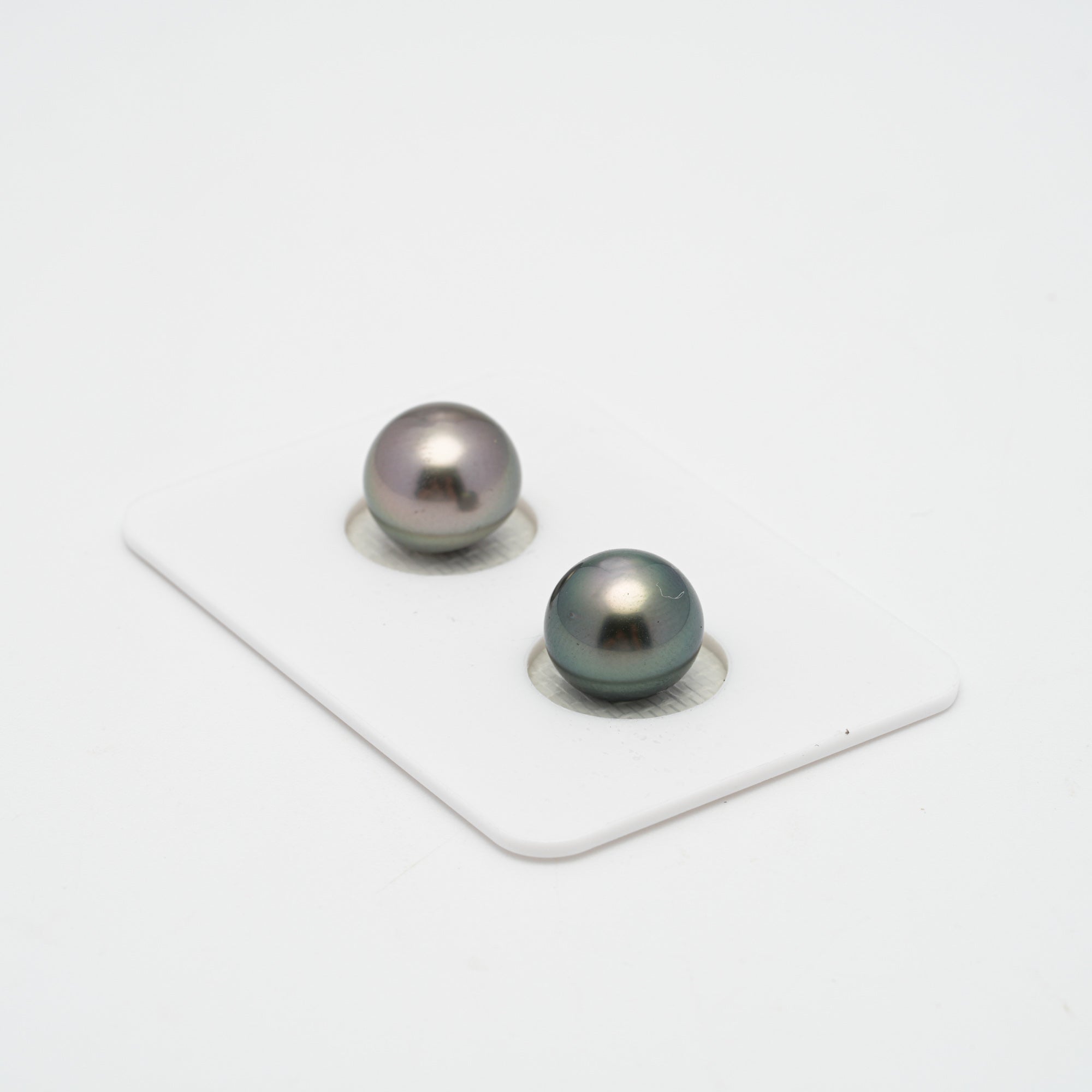 2pcs Silver Mix 10.1mm - SR/NR AAA Quality Tahitian Pearl Pair ER1369 OR11