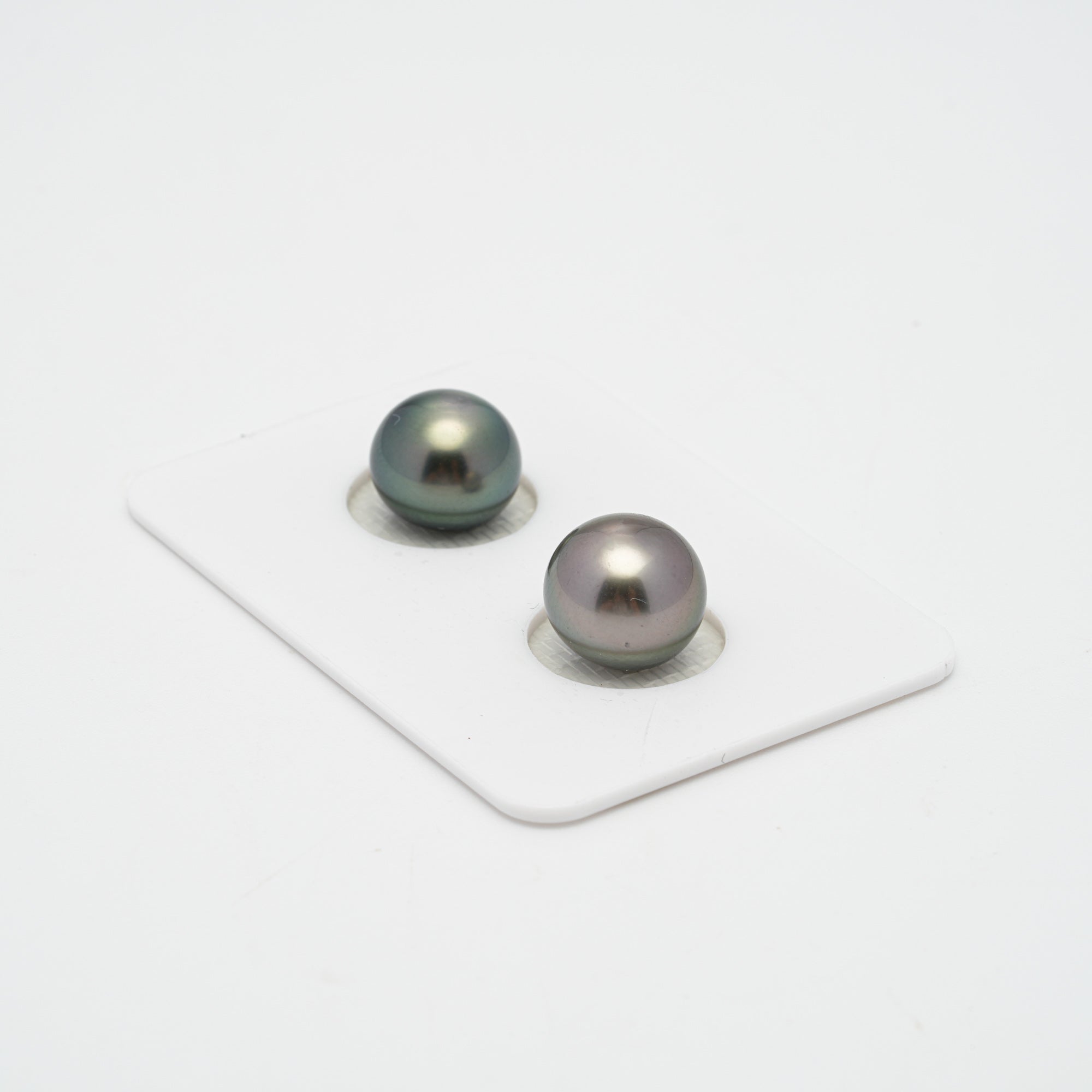 2pcs Silver Mix 10.1mm - SR/NR AAA Quality Tahitian Pearl Pair ER1369 OR11