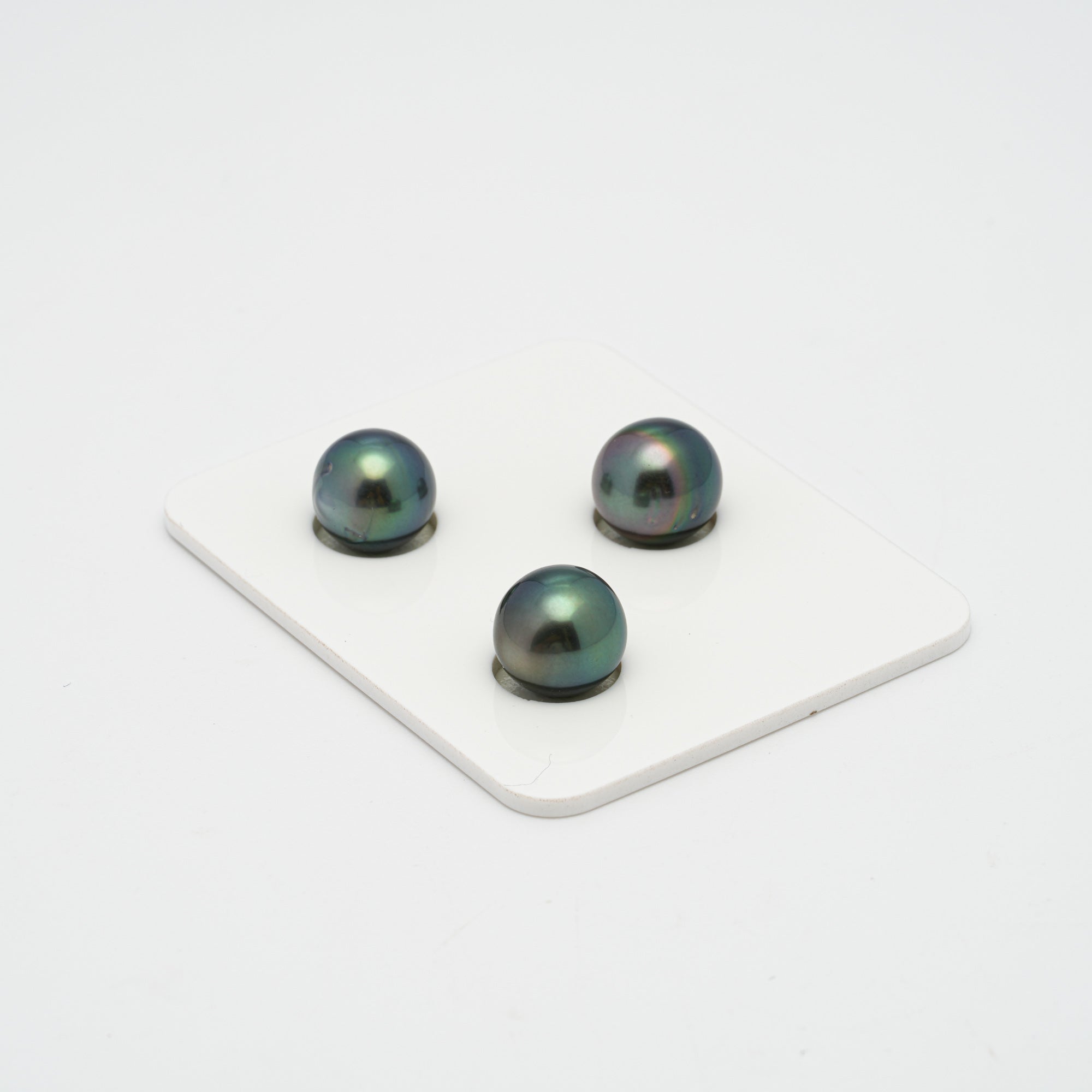 3pcs Green Mix 10.1-10.3mm - OV/NR AAA/AA Quality Tahitian Pearl Trio Set ER1372 CMP1