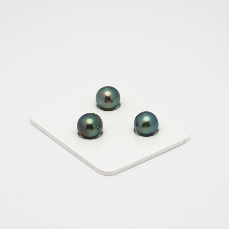 3pcs Green Mix 10.1-10.3mm - OV/NR AAA/AA Quality Tahitian Pearl Trio Set ER1372 CMP1