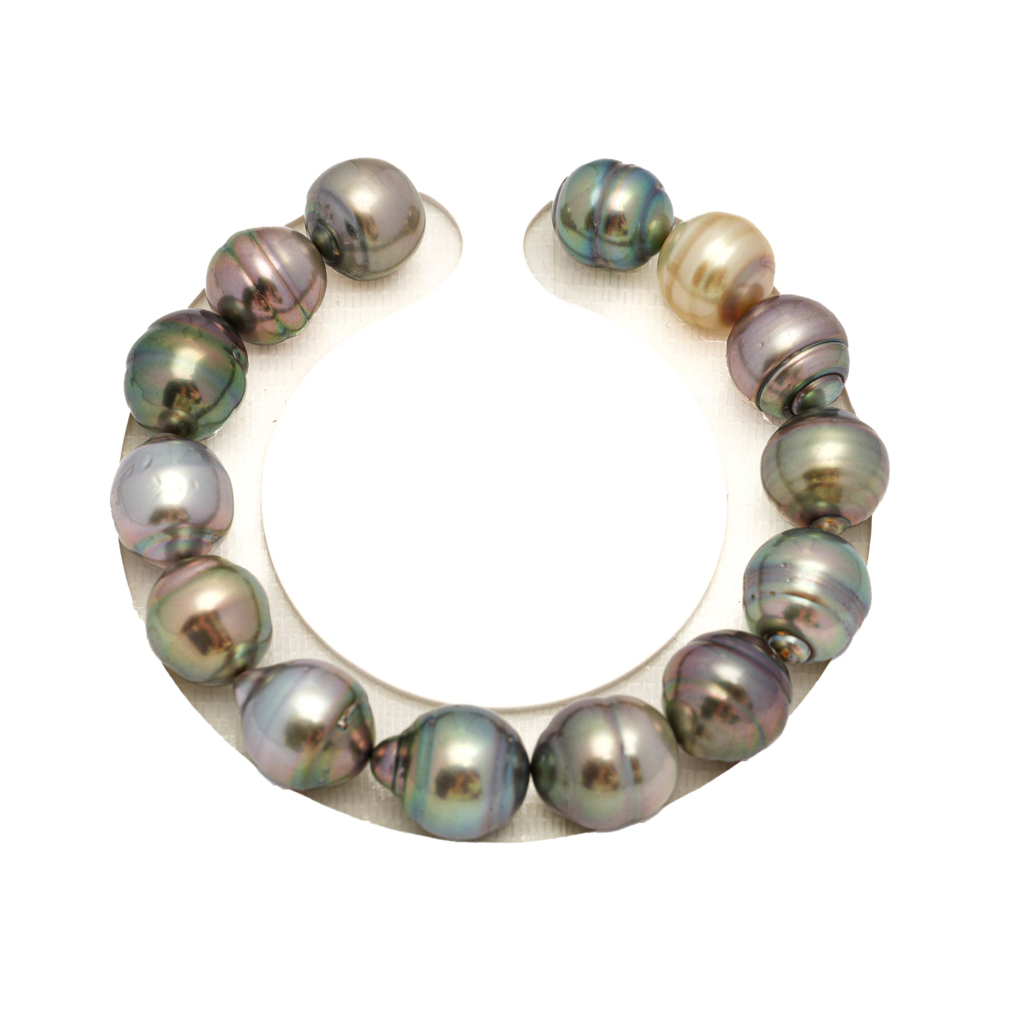 14pcs "High Luster" Multicolor 10-12mm - CL AAA/AA Quality Tahitian Pearl Bracelet BR2352 CMP9