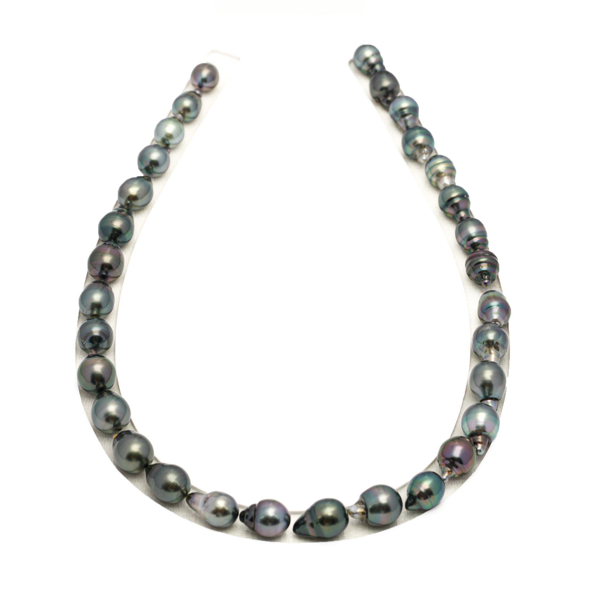 31pcs Green Mix 8-11mm - CL/SB AAA/AA Quality Tahitian Pearl Necklace NL1706 TH5