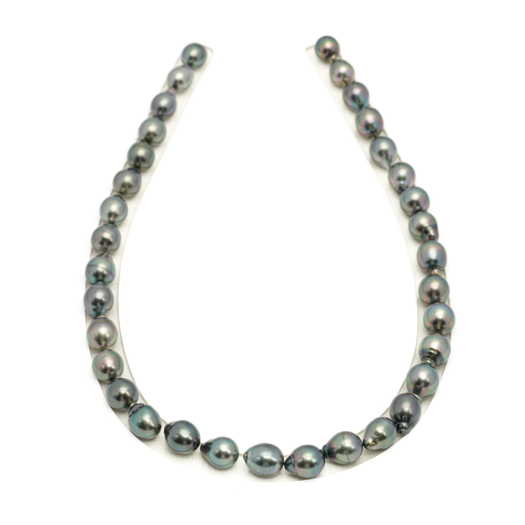 34pcs Green 9-11mm - CL/SB AAA/AA Quality Tahitian Pearl Necklace NL1714 TH5