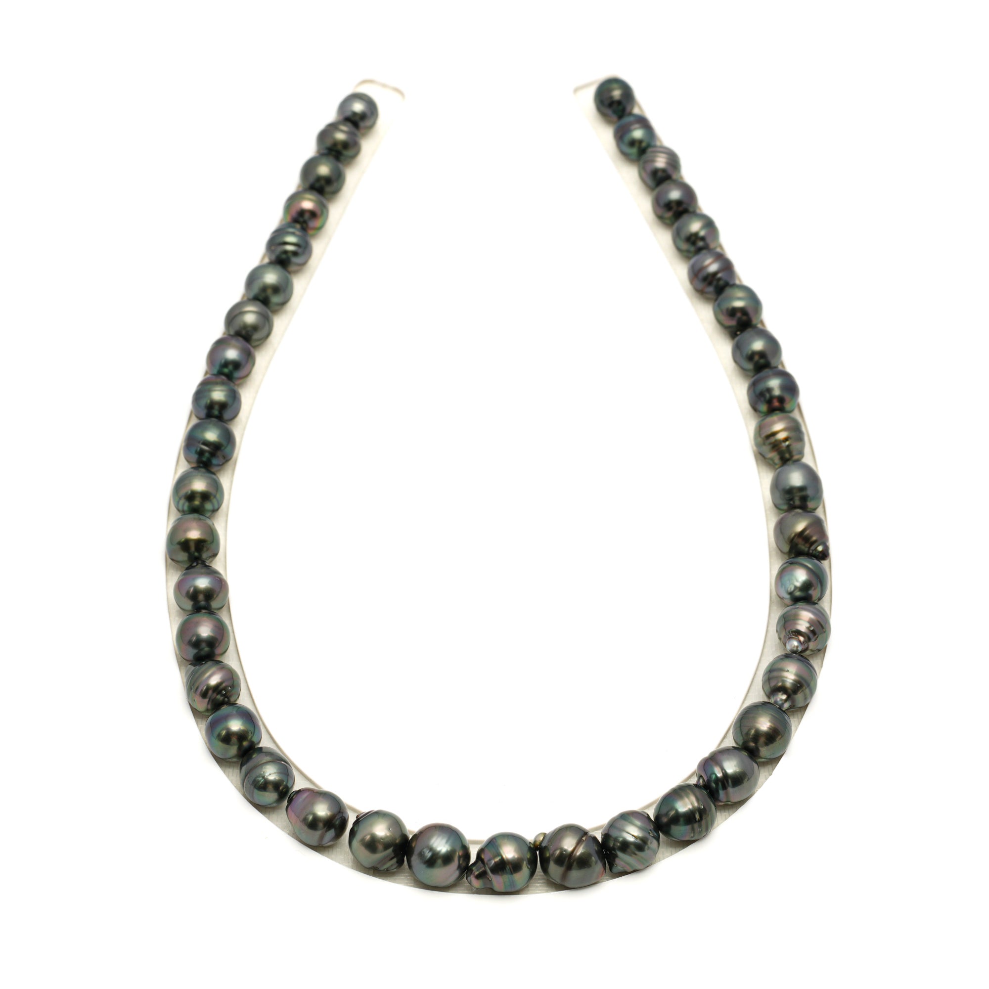 41pcs Dark Green 8-11mm - CL/SB AAA/AA Quality Tahitian Pearl Necklace NL1717 TH5