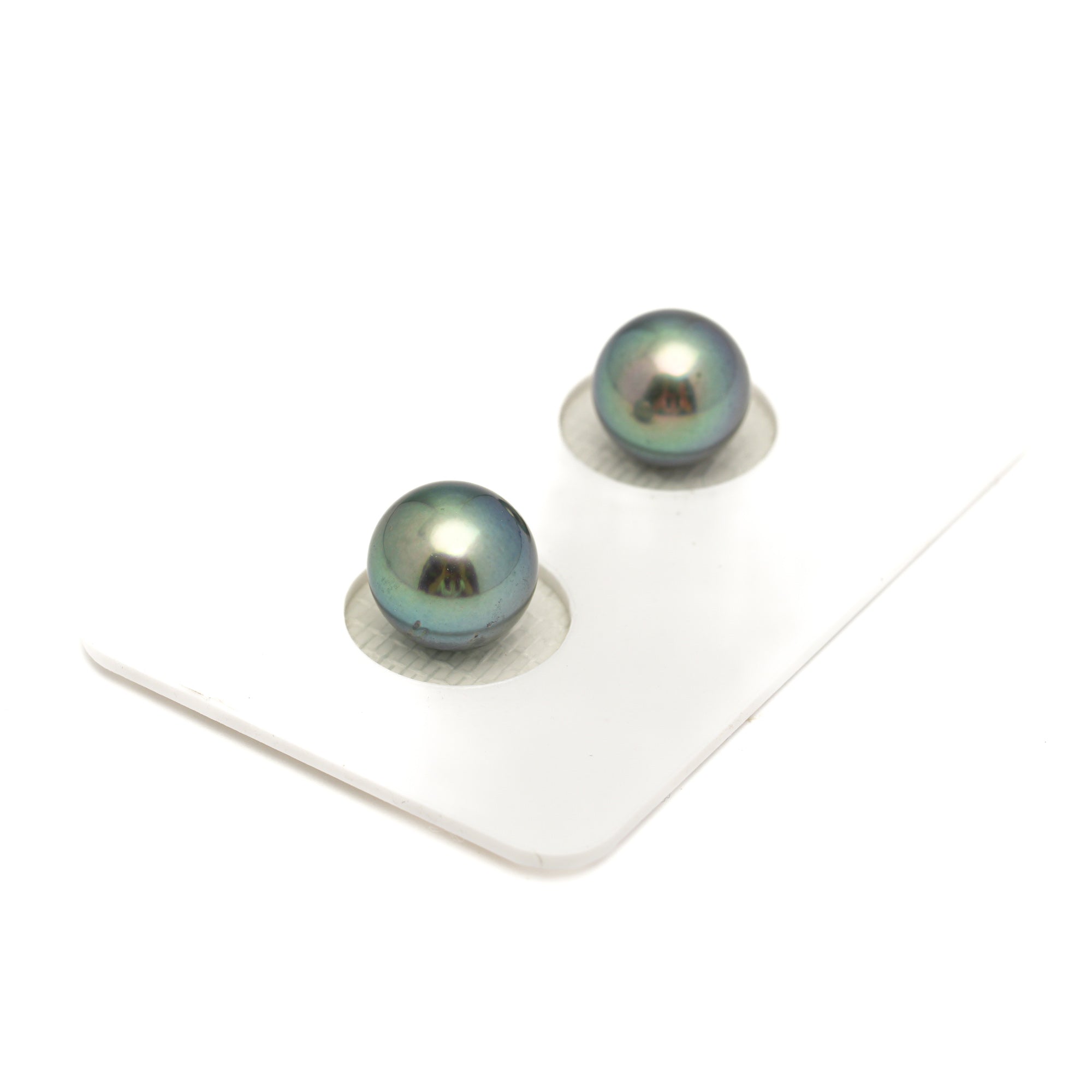 2pcs "Top Luster" Blue Green 8.8-9.2mm - RSR AAA/AA Quality Tahitian Pearl Pair ER1852 OR6