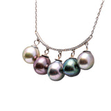 High Luster Multicolor Tahitian Pearl Necklace in 925 Silver. ref:SHMX