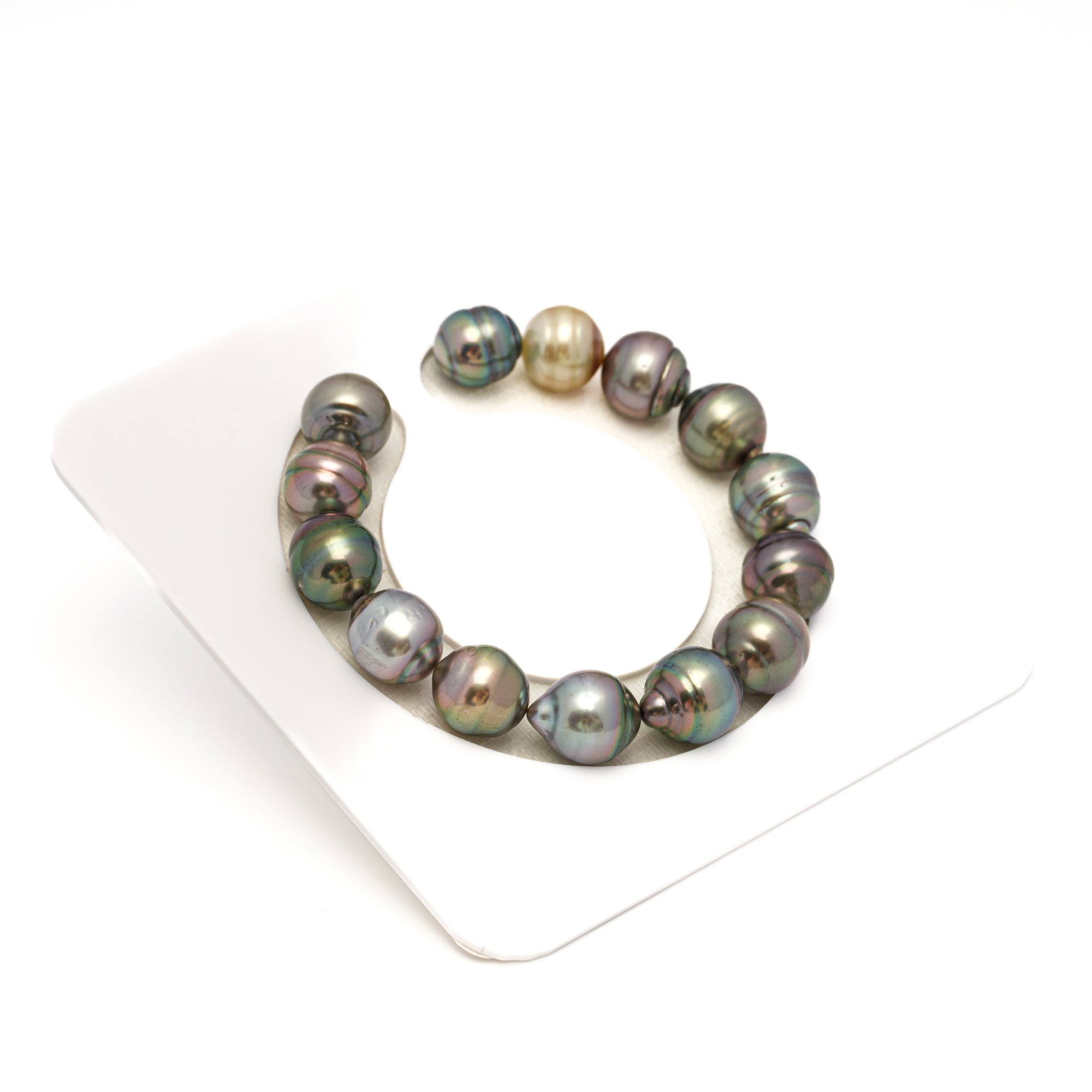 14pcs "High Luster" Multicolor 10-12mm - CL AAA/AA Quality Tahitian Pearl Bracelet BR2352 CMP9