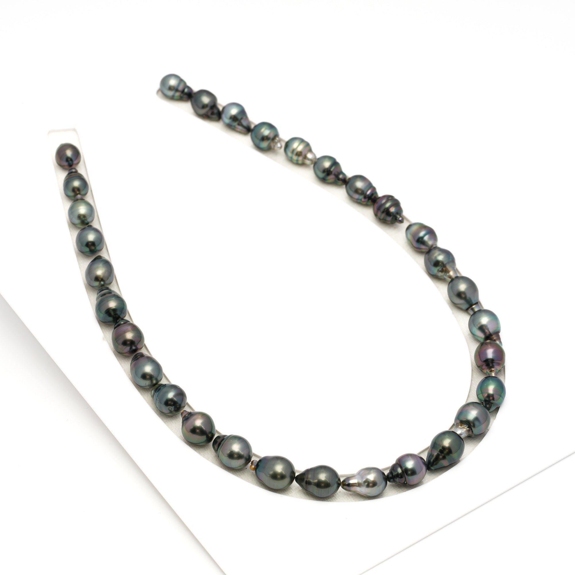31pcs Green Mix 8-11mm - CL/SB AAA/AA Quality Tahitian Pearl Necklace NL1706 TH5