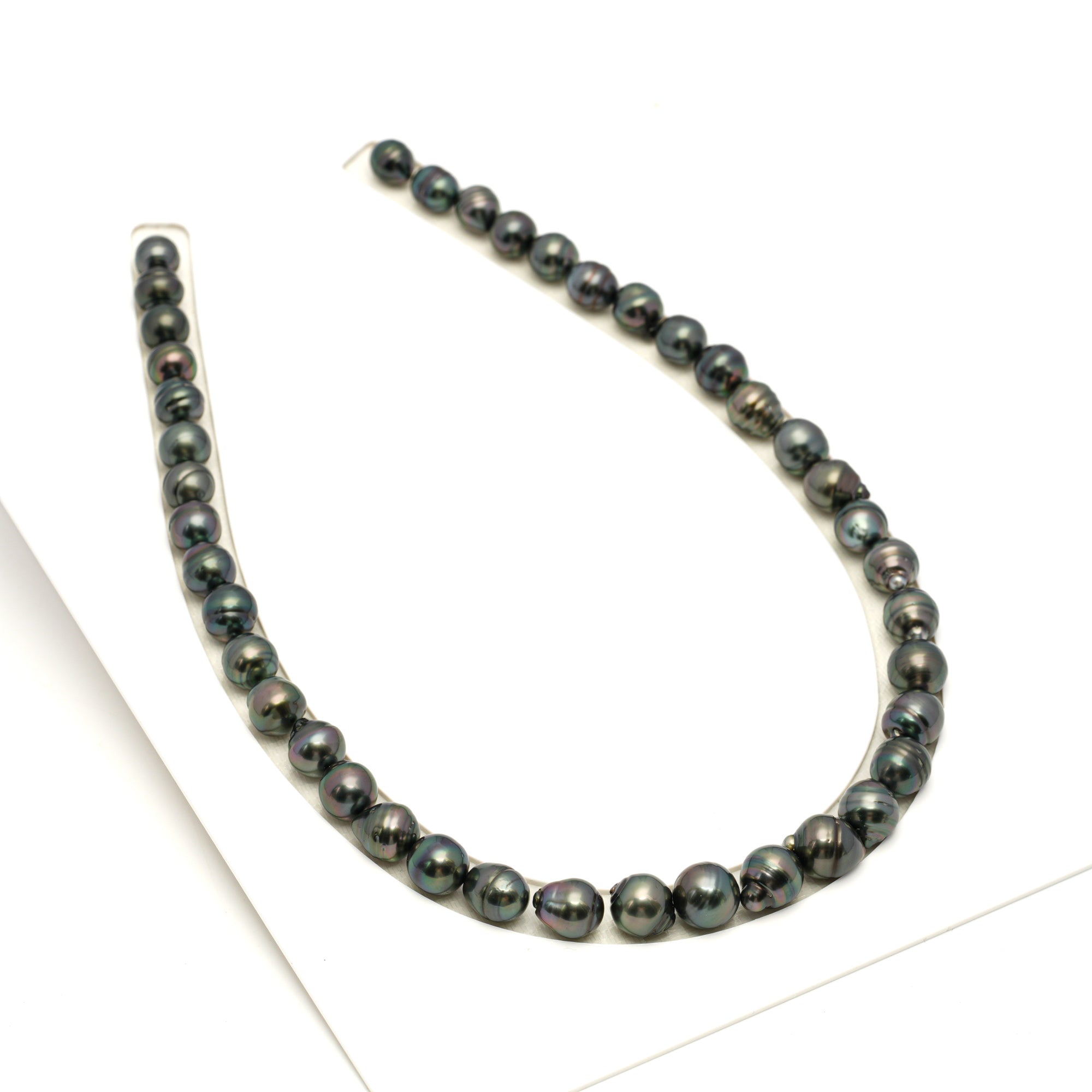 41pcs Dark Green 8-11mm - CL/SB AAA/AA Quality Tahitian Pearl Necklace NL1717 TH5