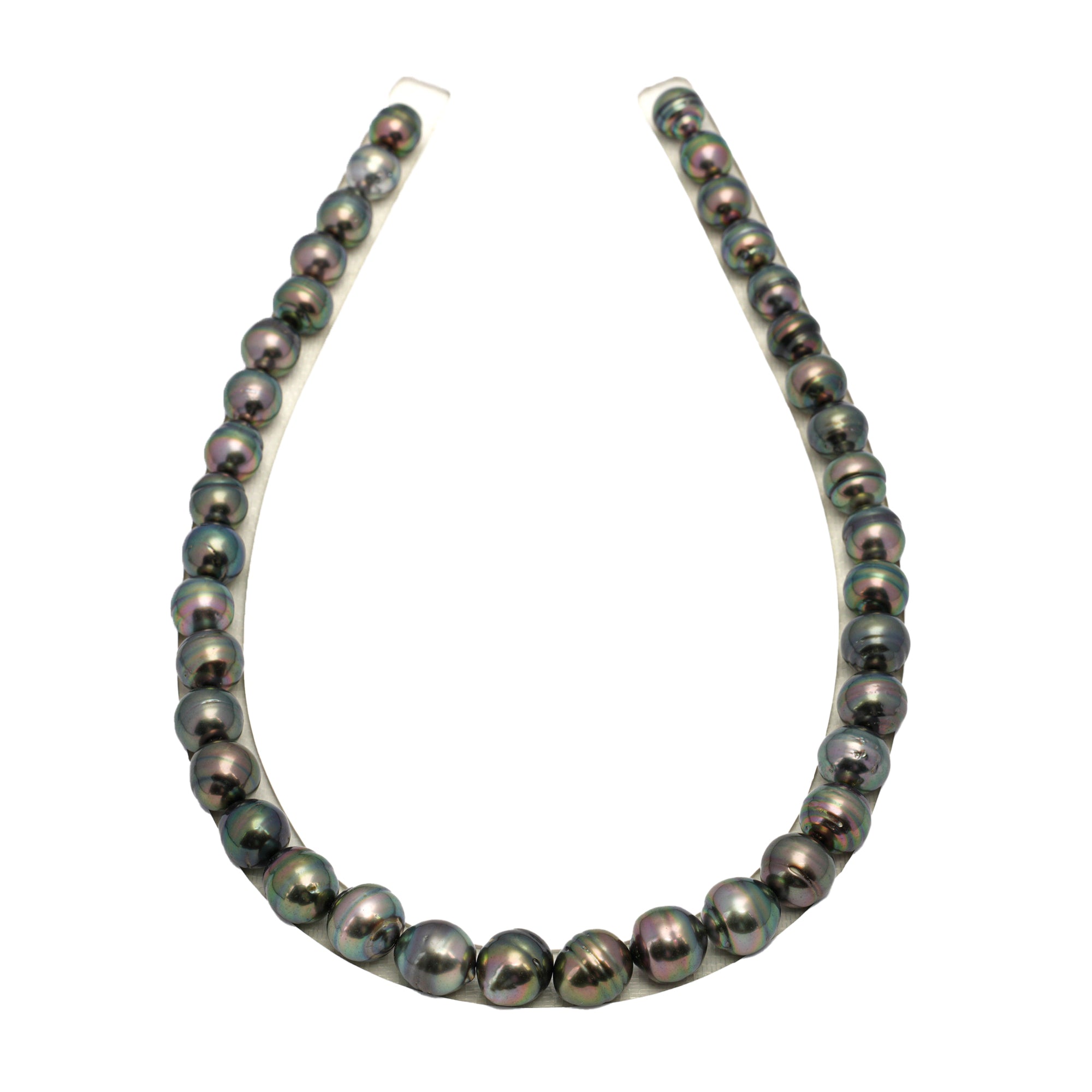 38pcs Green Mix 9-12mm - SB AAA/AA Quality Tahitian Pearl Necklace NL1684 CMP9