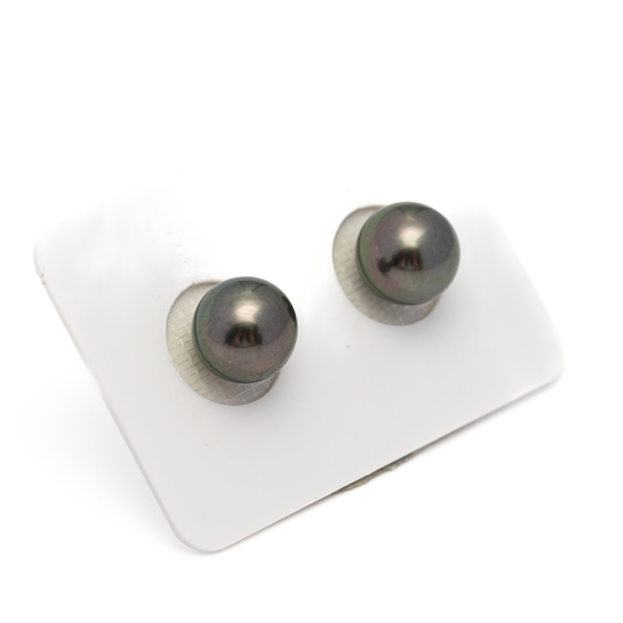 2pcs Dark Green 9.9mm - RSR AAA Quality Tahitian Pearl Pair ER1829 OR13