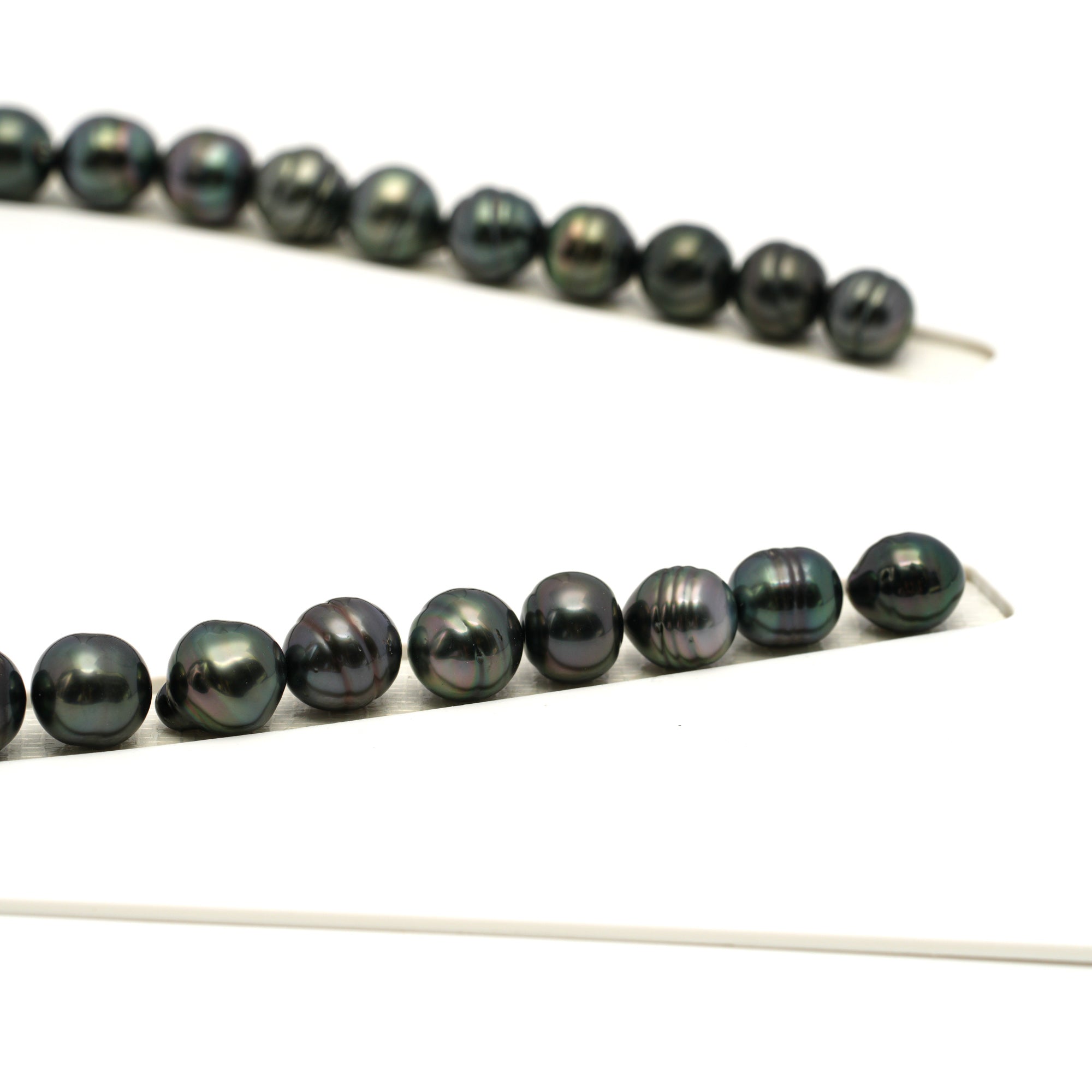 41pcs Dark Green 8-11mm - CL/SB AAA/AA Quality Tahitian Pearl Necklace NL1717 TH5