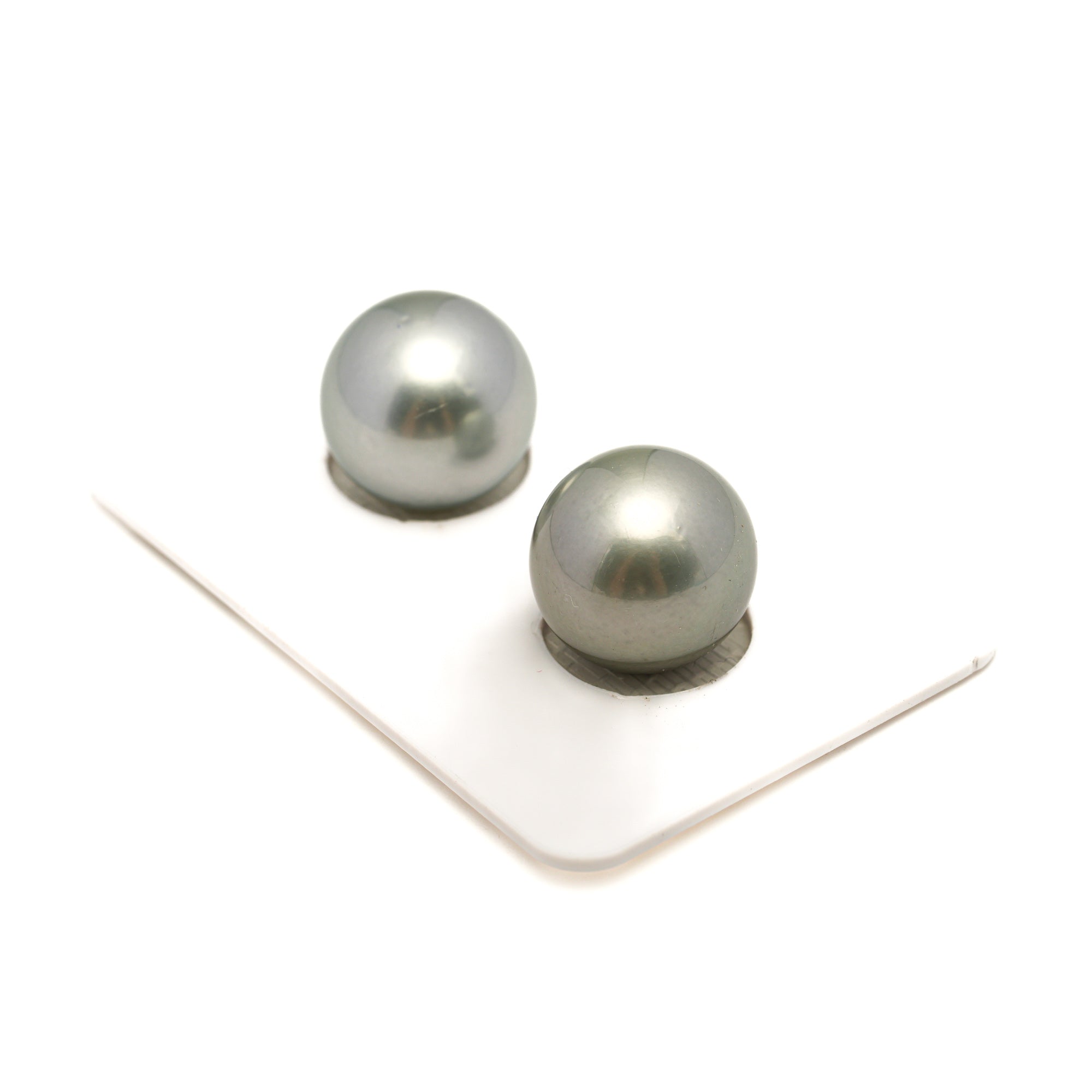 2pcs "High Luster" Silver 13-13.1mm - RSR AAA/AA Quality Tahitian Pearl Pair ER1916 CMP11
