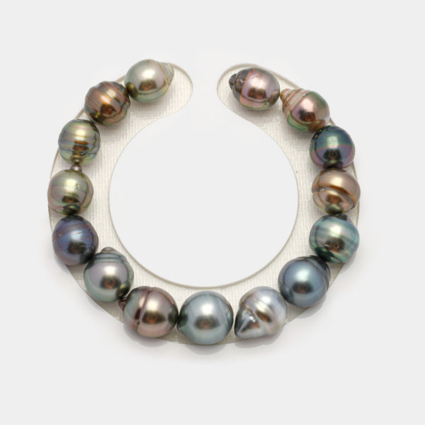 15pcs "High Luster" Multicolor 10-12mm - CL/SB AAA/AA Quality Tahitian Pearl Bracelet BR2122 THMIX1