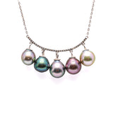 High Luster Multicolor Tahitian Pearl Necklace in 925 Silver. ref:SHMX