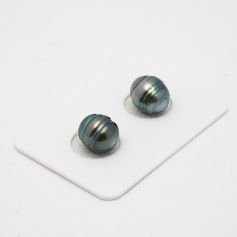 2pcs "High Luster" Light Green 9.6mm - CL AAA/AA Quality Tahitian Pearl Pair ER1392 OR7